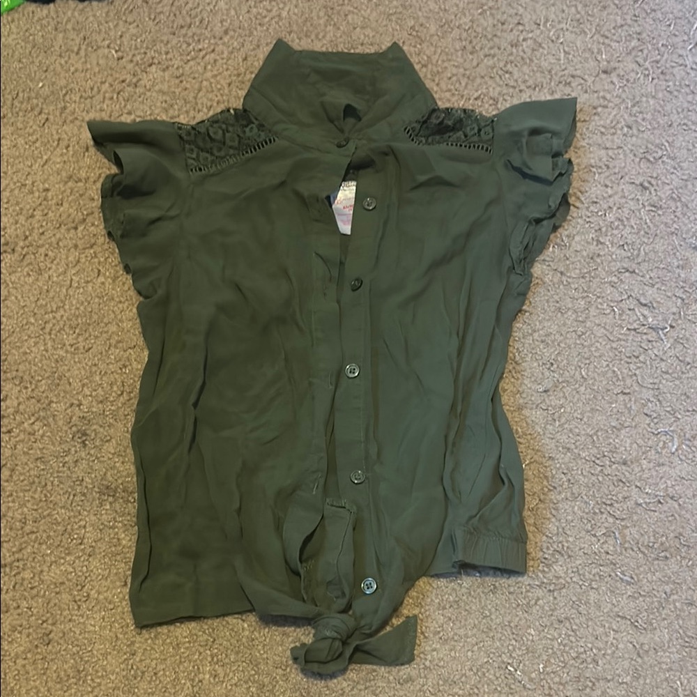 Women's Green Button-Up Top